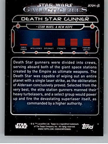 2018 Topps Star Wars Galactic Fájlok ANH-31 halálcsillag Gunner Egy Új Remény, Hivatalos Film Kereskedelmi Kártya