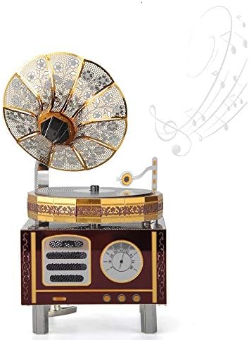 Kulturális Kreatív Retro Gramofon Közgyűlés Modell Forgatható 3D-s Music Box Modell Közgyűlés Modell