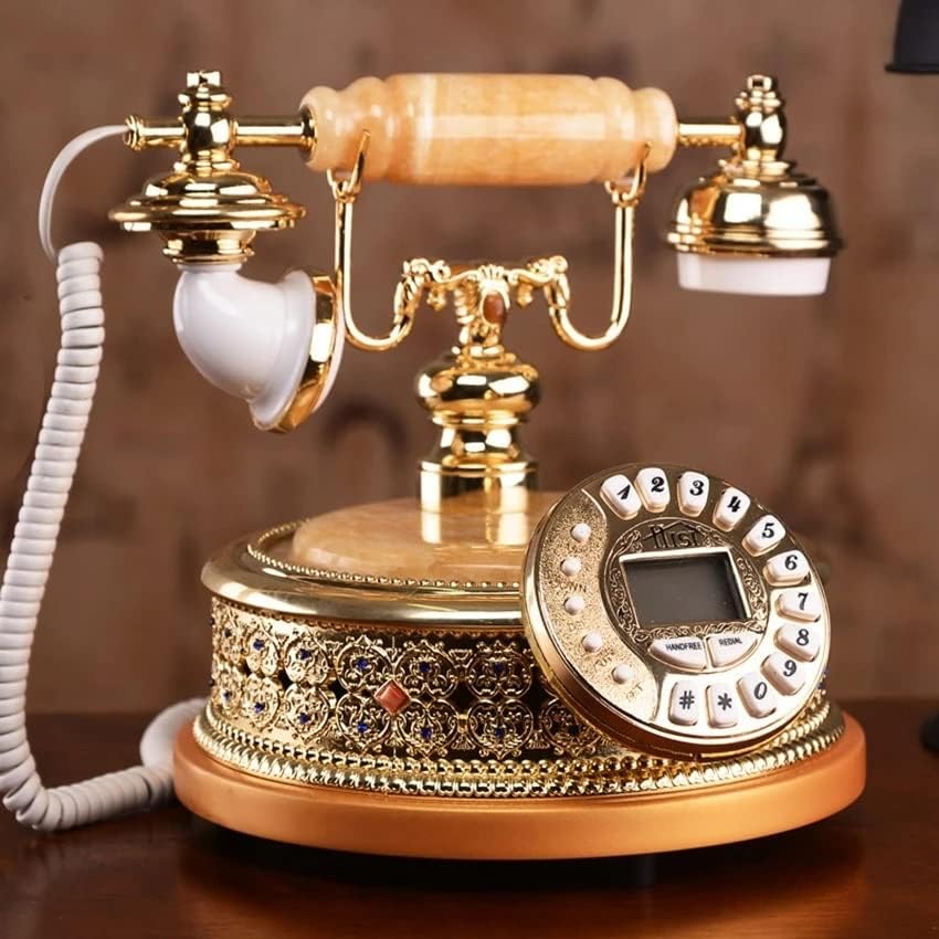 HOUKAI Antik Vezetékes Telefon, Otthoni Telefon Strassz, DTMF/FSK Hívófél-AZONOSÍTÓ, 16 Csengőhangok, Állítható LCD Fényerő