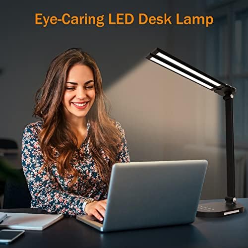 Smaeti asztali Lámpa Otthoni Office - LED-es asztali Lámpa, Éjjeli Fény, Irodai asztali Lámpa, USB Töltő Port,5 Szín Mód 5