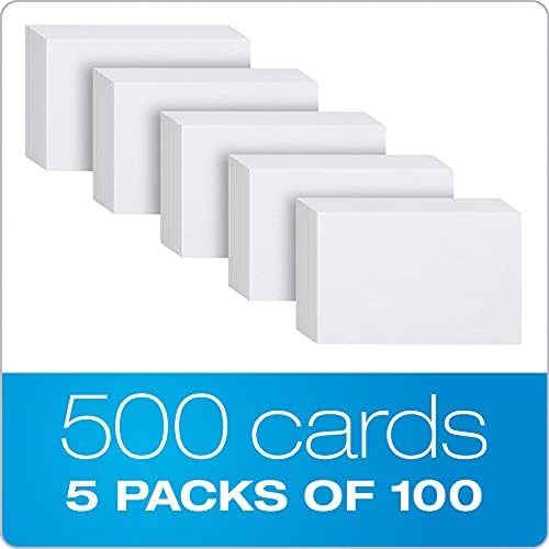 Oxford Index Kártya, 500 Csomag, 3x5 Index Kártya, Üres Mindkét Oldalán, Fehér, 5 Csomag 100 Pszichiáter Csomagolva Kártyák