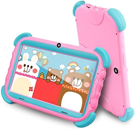 kimlok Gyerekek Tablet 7 hüvelykes Kisgyermek HD Érintőképernyő，2GB+32 gb-os, WiFi, Szülői felügyelet ALKALMAZÁS，Dual Kamera, Bluetooth,