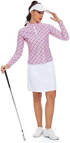 M MOTEEPI Női Golf Ing, Hosszú Ujjú Sportos Negyedév Zip Pulóver napvédő a Zsebében