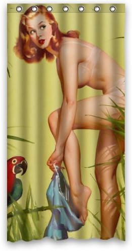 VICCES GYEREKEK OTTHON Szexi Meztelen Csinos Lány Visel - Vintage Retro Pin-Up Lányok Fürdőszobában Zuhanyzó Függöny, Body Art, Vászon