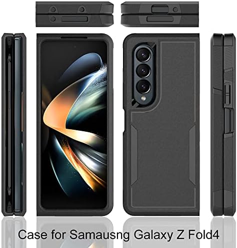 WOGROO Galaxy Z Fold 4 Esetben Samsung Z Fold 4 Esetben, Ütésálló, Erős, Tartós Telefon védőtok Samsung Galaxy Z Fold 4 5G, Fekete