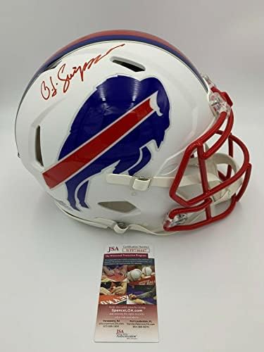 OJ SIMPSON aláírt/auto volna Buffalo Bills HITELES Sebesség LAPOS FEHÉR Sisak - SZÖVETSÉG - Dedikált NFL Sisak