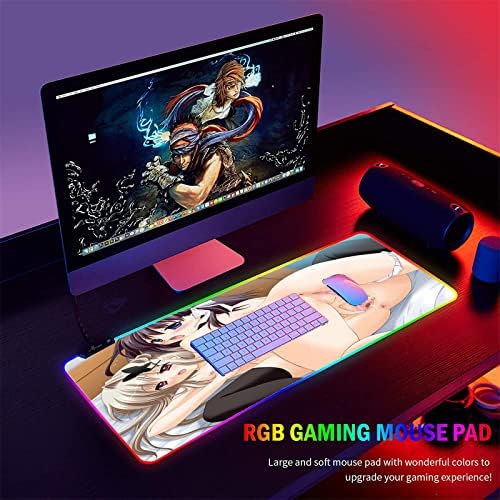 Egérpadok Anime Lány Szexi RGB Mousepad LED Háttérvilágítású, Csúszásmentes Matrac XXL Egér Pad Gamer Játék Pc Deskmat Mousepad Szőnyeg