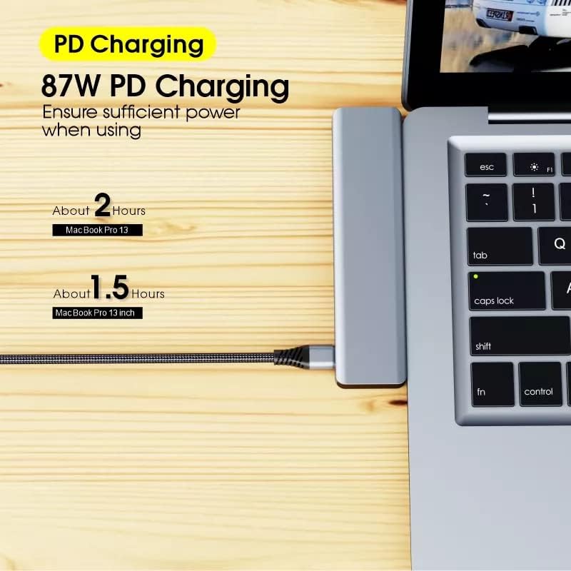 onggiabagia Slim USB-C Hub Adapter MacBook Pro Air 7 1 Többportos USB-C Tartozékok 2 3.0, TF/SD Kártya Olvasó, Port, Thunderbolt 3, 4K