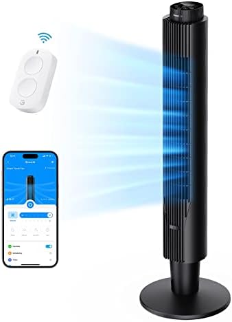 Govee Élet 42 Okos Torony Ventilátor Távoli, WiFi Alexa Ventilátor Aromaterápiás Diffúzor, Beépített Hőmérséklet Érzékelővel, Oszcilláló