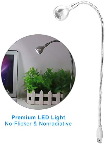 Marhynchus 1W UBS LED Hordozható, asztali Lámpa, Rugalmas Hattyúnyak Mini USB Lámpa USB Olvasó Lámpa Otthon, Iskola, Hivatal(Ezüst)
