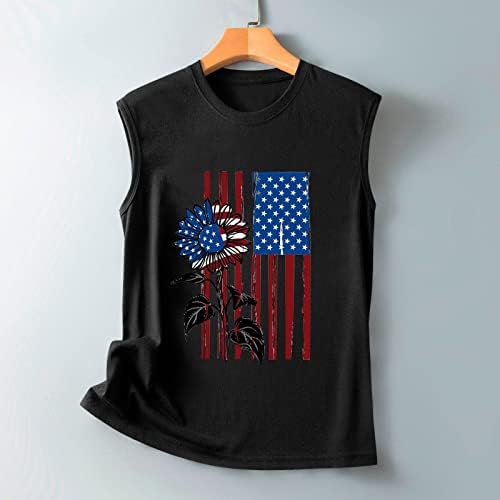 A nők július 4-Tartály Tetejét USA Csillagok Csíkos Zászló Ujjatlan Póló Vintage Függetlenség Napja póló Edzés Hazafias Tee