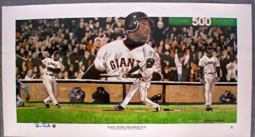 Barry Bonds Óriások Aláírt 500 HR litho Fotó menta autogramot Kötvények holo COA 35x19 - Dedikált MLB Művészet