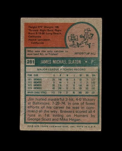 Jim Slaton Kézzel Aláírt 1975 Topps Milwaukee Brewers Autogramot