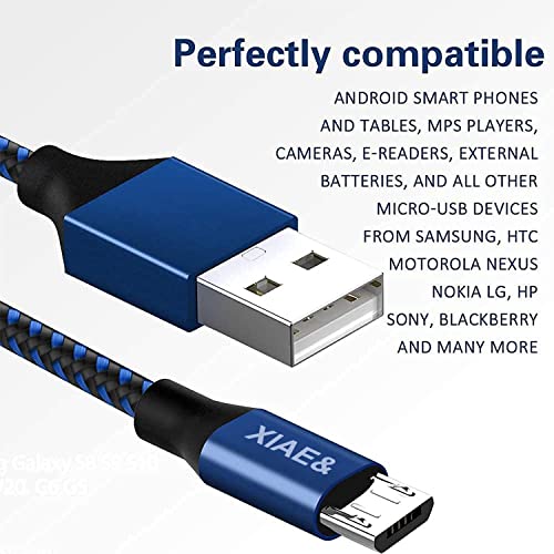 Micro USB Kábel,XIAE& 5Pack (3/3/6/6/10FT) Nylon Fonott Gyors Töltő Kábel Alumínium Ház USB-s Töltő az Android Kábel Samsung Galaxy S7