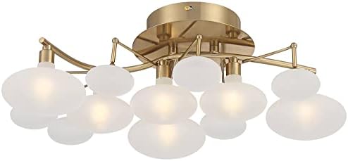 Possini Euro Design Lilypad Modern Mennyezeti Lámpa Félkör süllyeszthető Lámpatest 19 1/4 Széles, Puha, Arany 6-Fény Opál Maratott