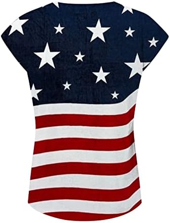 Július 4-én Tshirts Pólók Női Rövid Ujjú, V-Nyakú Tunika Maximum USA Zászló Csíkos Tie-Dye Hazafias Ing Tunika Maximum