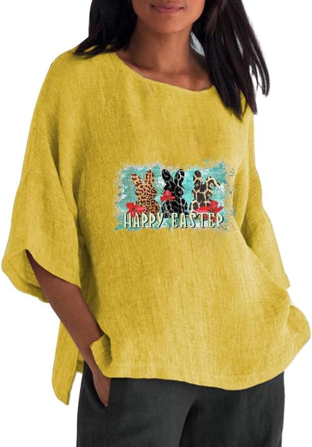 Húsvéti Póló, Felső Női 3/4 Bő Ujjú Plus Size Blúz Grafikus Aranyos Nyomtatás Megfelelő Cofy Ing Tunika