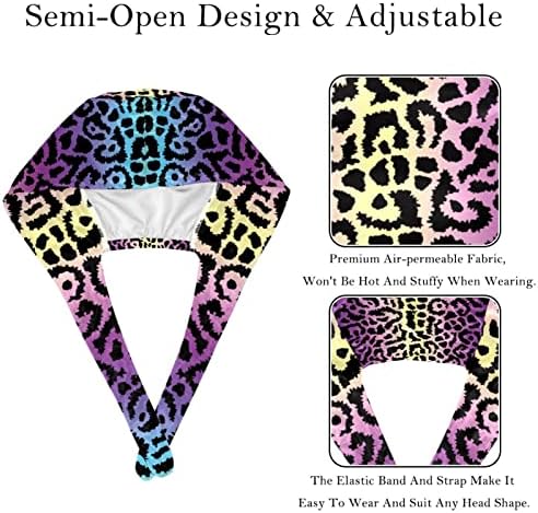 DEYYA 2 Csomag Dolgozó Kap a Gomb & Hajpánt Női Hosszú Haj Nyakkendő Állítható Hátsó Sapka Gradiens Leopard