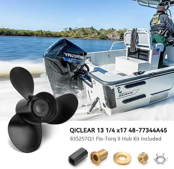 Qiclear 13 1/4 x17 | 48-77344A45 Frissítés OEM Alumínium Külső Propeller illik Higany Motos 60 75 90 100 115 hp,15 Spline Foga. Hub Készletek
