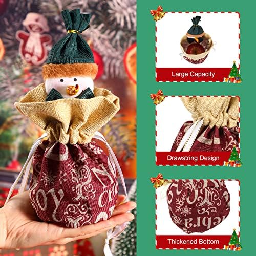 LEIFIDE 3 Db Karácsonyi Baba Ajándék Csomagokat Mikulás Ajándék Táska Karácsonyi Édesség Táskák, Újrahasználható Zsinóros Apple