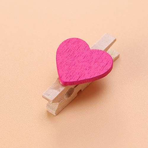 NUOBESTY 50pcs Mini Fából készült Klip, Csipeszek Kézműves Klipek a Hearts Esküvő Party Valentin-Nap Dekoráció Rózsás