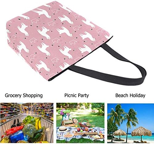 ZzWwR Aranyos Rajzfilm Láma Korona Minta Extra Nagy Vászon Piaci Beach Utazási Újrafelhasználható Bevásárlás Táska Hordozható