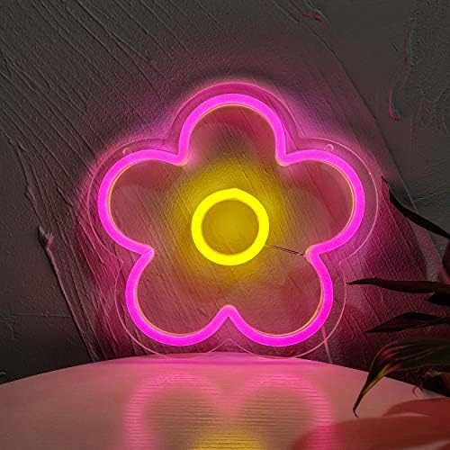 GGK Virág neonok Daisy LED Neon Fény Hálószoba, Fali Dekor Tini Szoba Éjszakai Fény Aranyos Dekoráció Virágok, Fény Jele, Karácsonyi Ajándék,