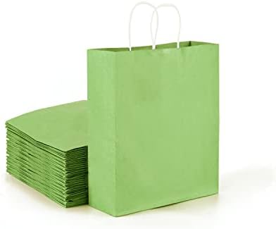 OfficeCastle 12 Db Zöld Papír Táskák Kezeli, 8.5x4.5x10.5 Hüvelykes, Zöld Ajándék Táskák, Áru, Táskák, Kiskereskedelmi Táskák, valamint Esküvői