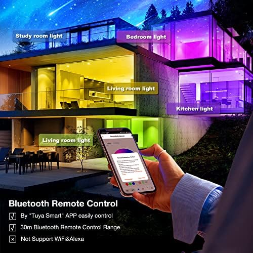 DAYBETTER Okos Izzók, Bluetooth Izzók, Alkalmazás, Vezérlés, RGBCW LED színváltó Izzók（4 Gróf）& LED Kültéri String Fények,