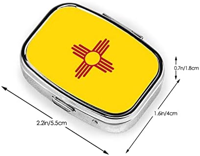 Zászló, Új-Mexikó Tér Mini Tabletta Doboz Utazási Gyógyszer Rekeszek Szervező Hordozható Fém Tabletta Esetében