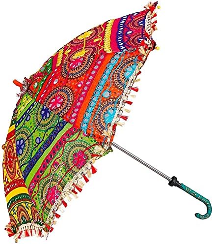 Napvédő Rajasthani Esernyő Kézműves sétapálca Esernyő Navratri Dekorációs Elemek én Dekoratív Esernyő ( 6 Db) az Indiai Gyűjthető