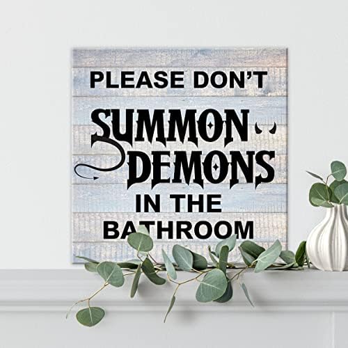 Lameila Parasztház Kérlek, Ne Démonokat, a Fürdőszobában Jel Fal Művészi Nyomatok Vászon Festmény Rusztikus Fürdőszoba Nyomtatás