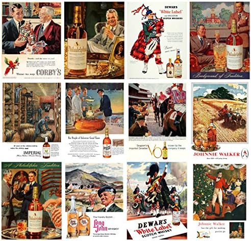 2023 Fali Naptár [12 oldal 8x12] Whiskey Whisky Hirdetések Vintage Hirdetés Plakát