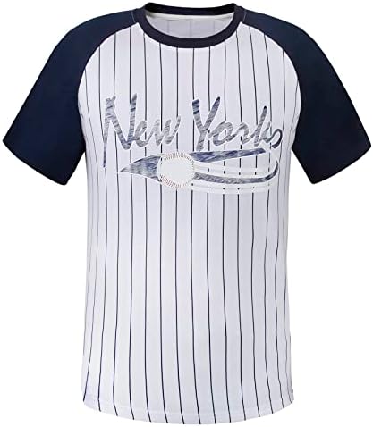 Geneisteck Férfi Városi Baseball Rajongó V-Nyak Ketrec Raglan T-Shirt - Kék-Fehér