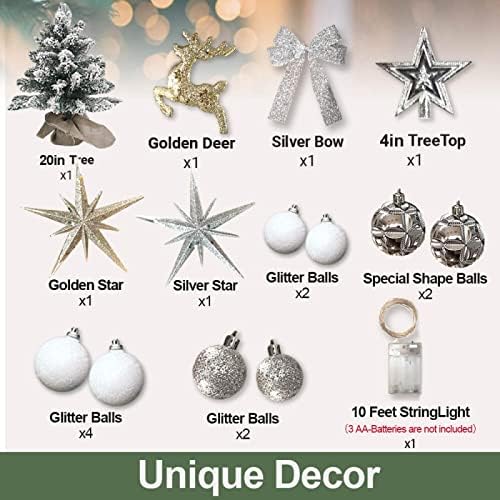 AYKUT 24 hüvelyk Özönlöttek karácsonyfa LED Lámpák Arany Szarvas, Ezüst Íj, Csillagok, s Más finom Ezüst Dekoráció, Alkalmas Karácsony