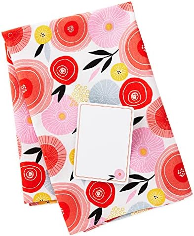 Hallmark Újrafelhasználható Anyag Ajándék Wrap (1 Lap: 26 x 26, Rózsaszín, Narancs Modern Virágos) a Születésnapok, Menyasszonyi