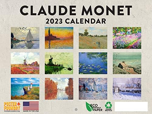 Claude Monet Naptári 2023 Havi Falra Naptári Impresszionista Dekoráció tavirózsa Liliom Giverny Nagy Tervező 24 Hónap - Teljes