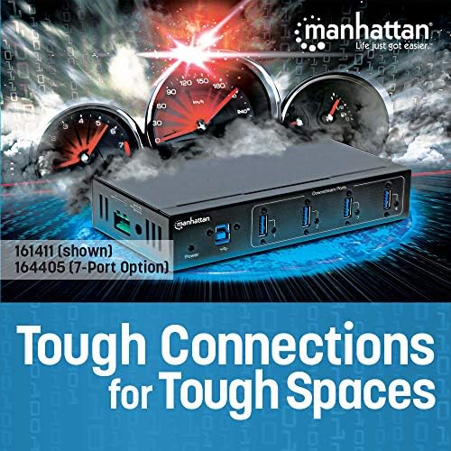 Manhattan 7-Port Ipari USB 3.0 Hub Hét USB 3.0 Típusú Csatlakozók, 20 Kv-os ESD Védelem, A/C, Busz Terminál Blokk energiagazdálkodási